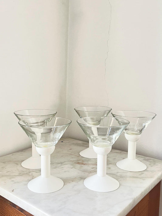 Oktett 5 Cocktail Glasses with Plastic Base, Memphys Style, Italy, 1970