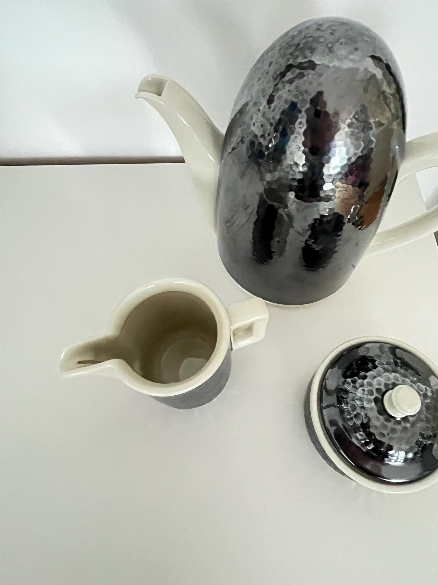 Art-déco-Teekannen- und Zuckerdosen-Set aus Keramik, Deutschland
