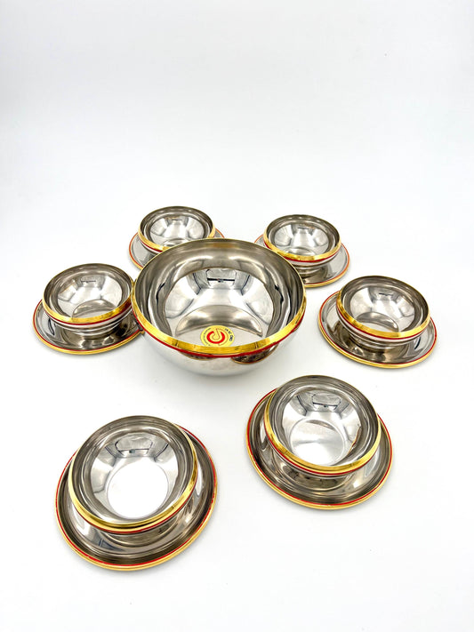 Stainless Steel Bowls with 24k Gold details by Gianfranco Gnali, Italy, 1980s