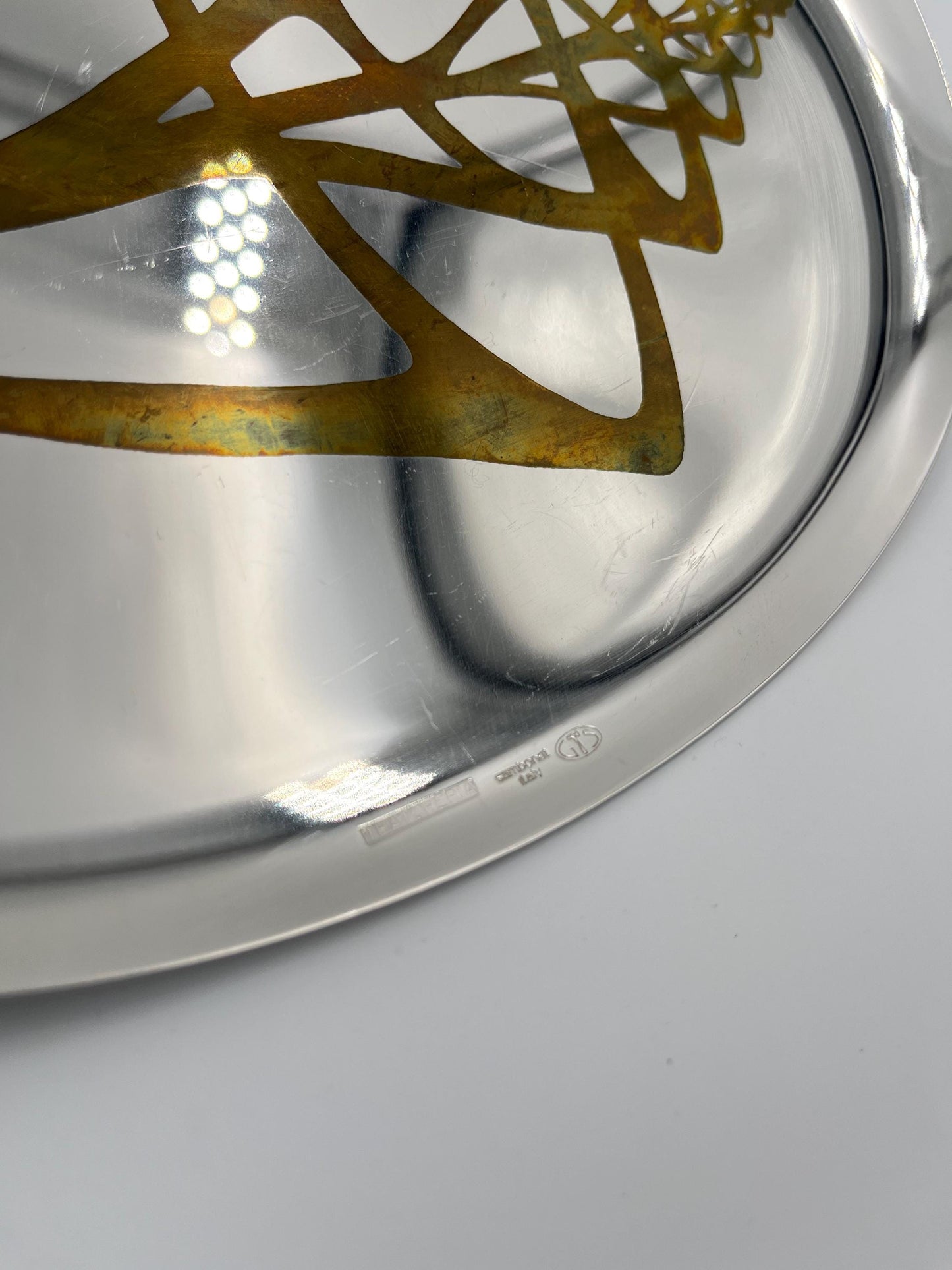 Steel Plate with Bronze Shell Design, Sambonet, Italy, 1980a
