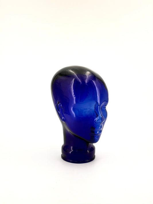 Cobalt Blue Glass Mannequin Head/ Hat Stand, 1970s