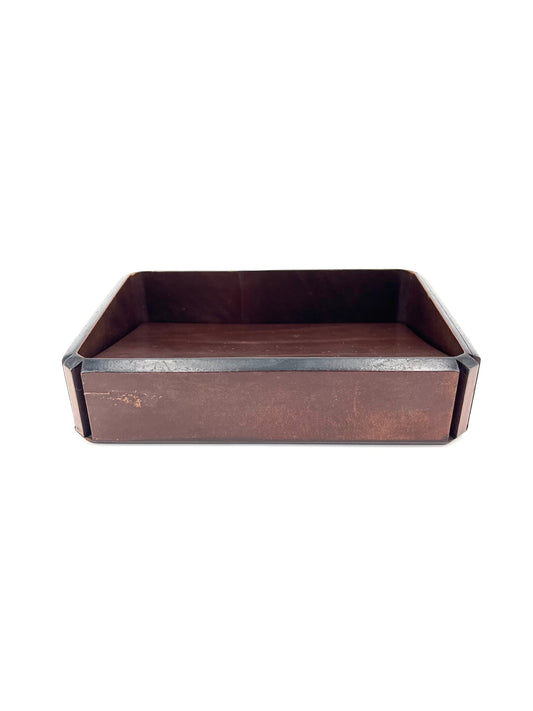 Handcrafted Leather Desk Organizer, Italy, 1980s