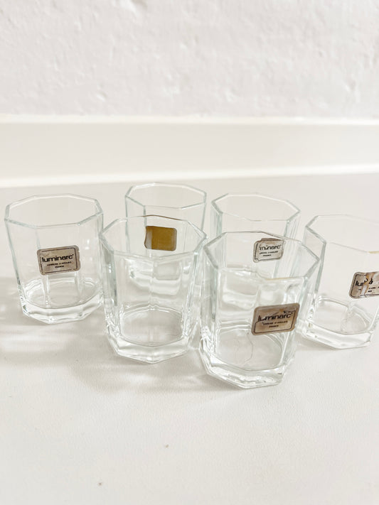 Hexagonal Shot Glasses by Luminarc, Set of 6, France, 1980s