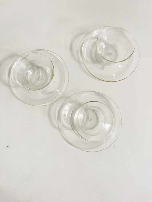 Borosilicate Glass Tea Cups, Set of 3, Jena Schott, GDR, 1960s