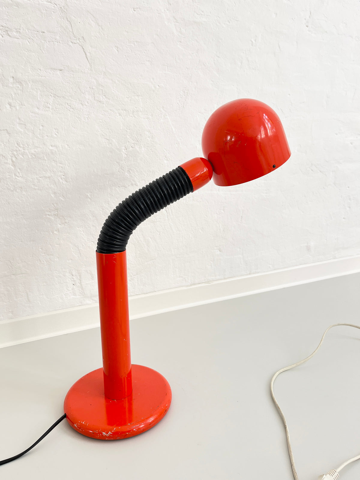 Space Age Orange Gooseneck Table Lamp, Space Age Lamp