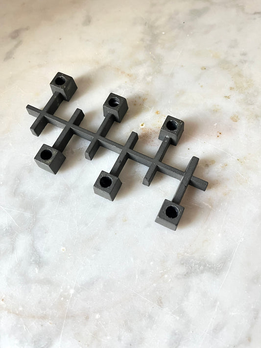 Vintage Jens Quistgaard Paro modular brutalist candleholder, Denmark 1970s, Jens Quistgaard cast metal candle holder