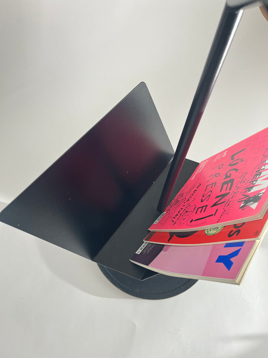 Vintage Postmodernist Black Metal Magazine Rack, Italy, 1980s