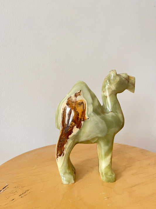 Hand-Carved Green Onyx Dromedary Figurine, 1970s