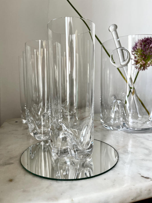 Bohemian Crystal Ice Bucket & 6 Tall Glasses Set, Czech Republic, 1980s