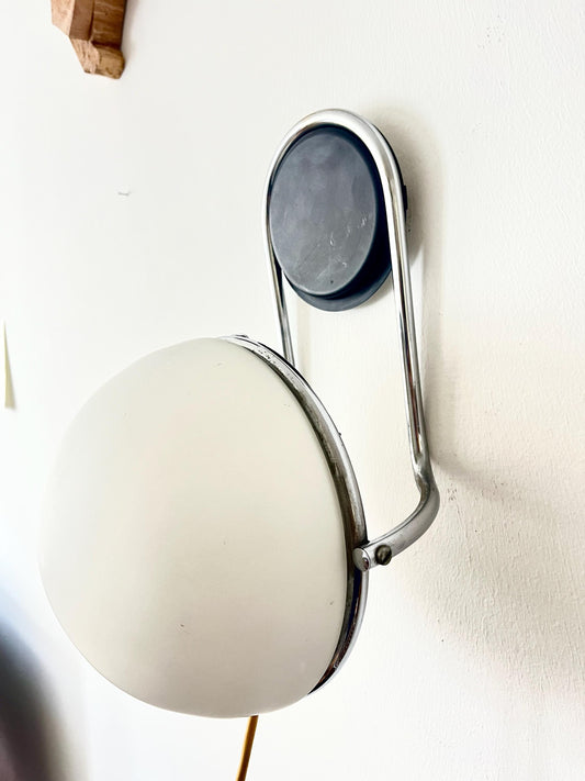 Italian Space Age Adjustable Wall Lamp, Chrome & Glass, 1970s