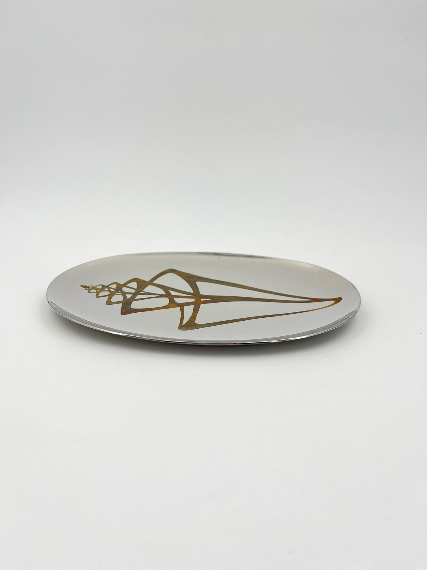 Steel Plate with Bronze Shell Design, Sambonet, Italy, 1980a