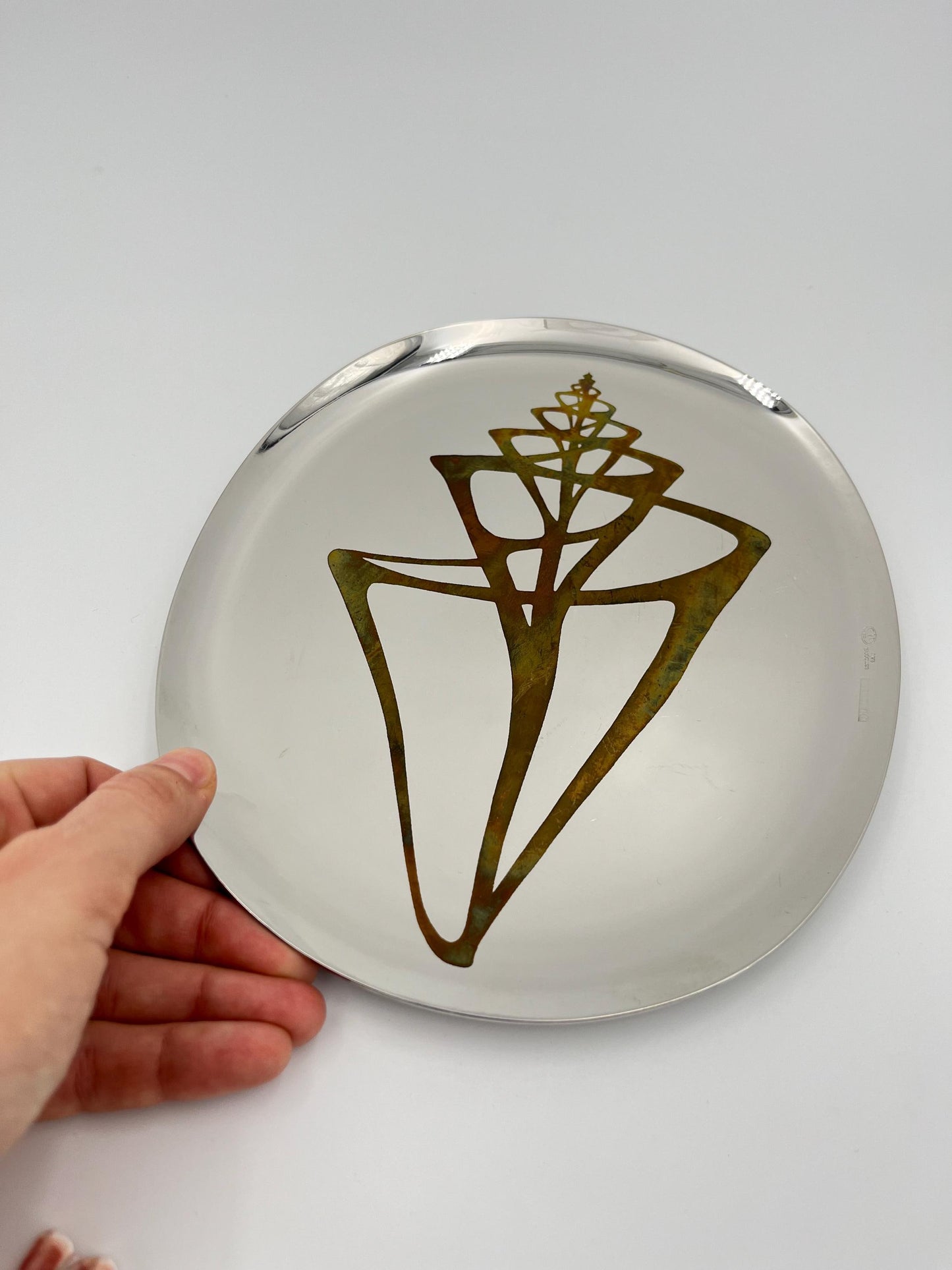 Steel Plate with Bronze Shell Design, Sambonet, Italy, 1980a