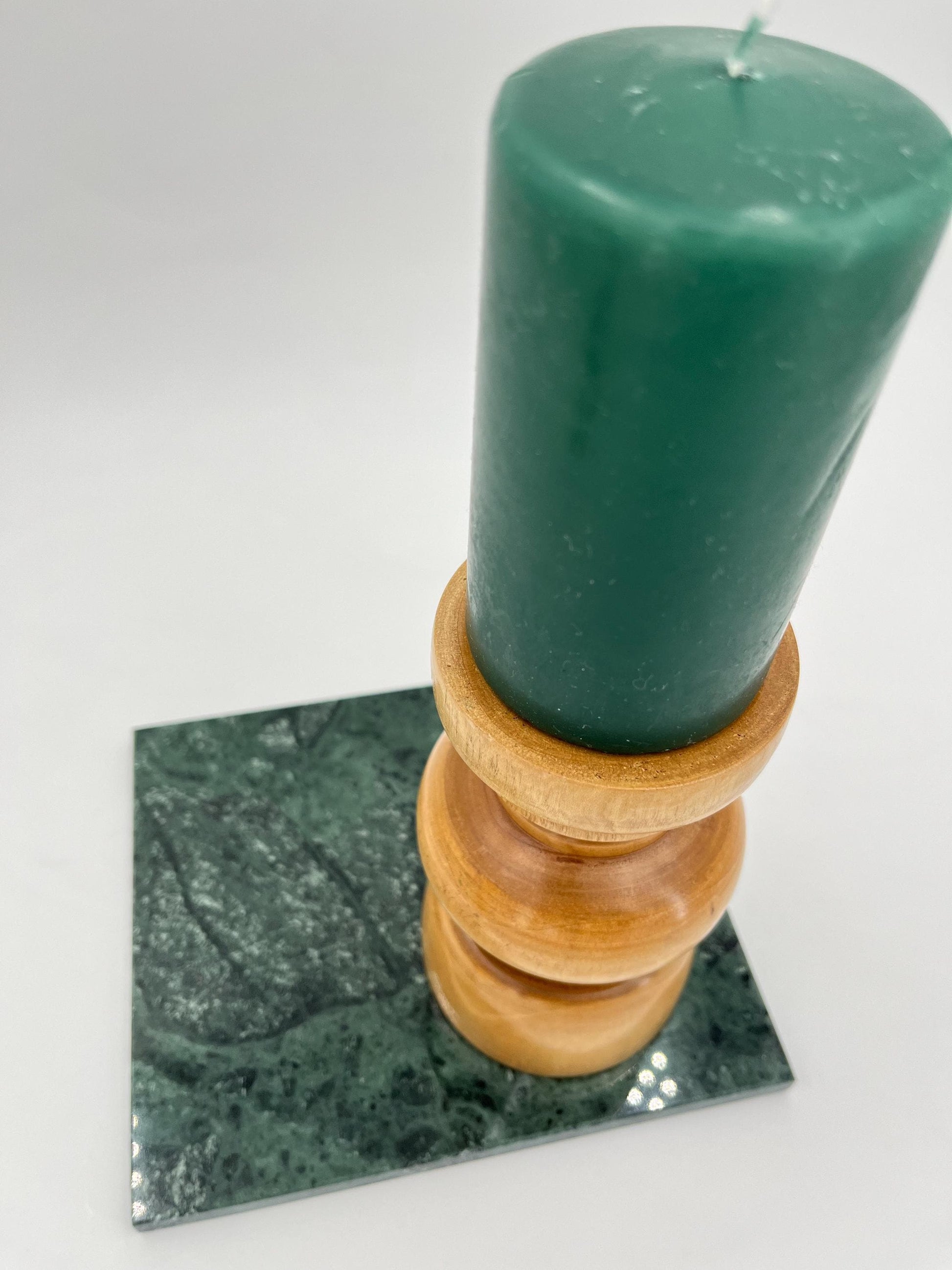 Vintage Scandinavian wood candle holder, 1960s, 1960s Scandinavian-style turned wood candle holder