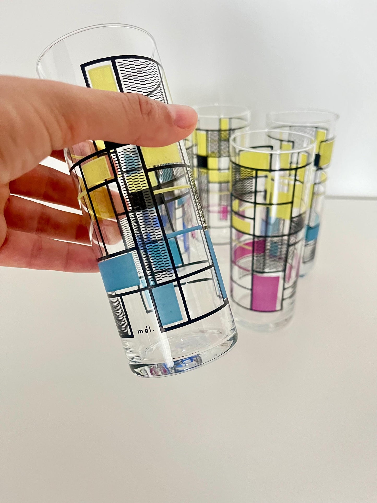 Set aus 6 handbemalten Vintage-Gläsern, USA, 1950er-60er Jahre