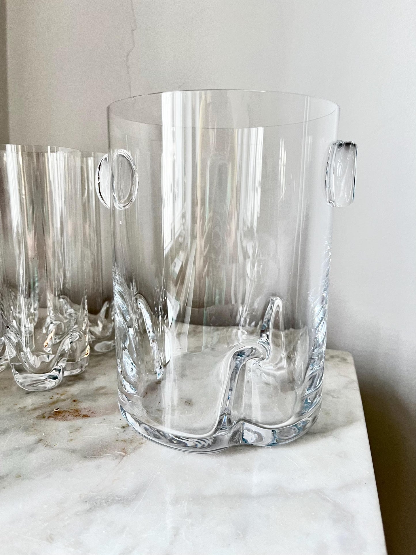 Vintage Bohemian crystal cocktail set, Czech Republic 1980s, elegant clear crystal cocktail service