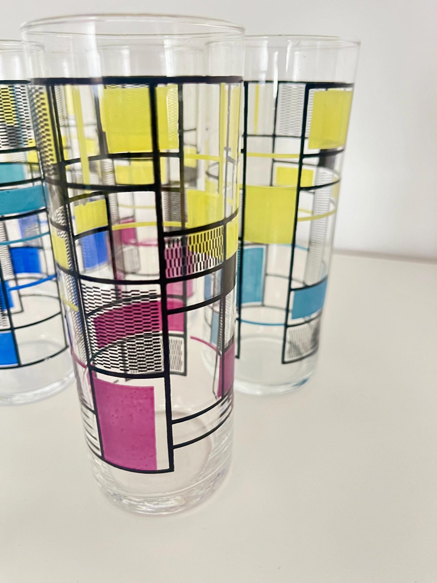Set aus 6 handbemalten Vintage-Gläsern, USA, 1950er-60er Jahre