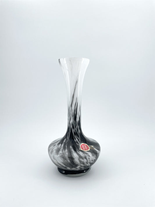Vintage Opaline Florence Pop Art vase, Italy 1970s, black and white Pop Art ceramic vase