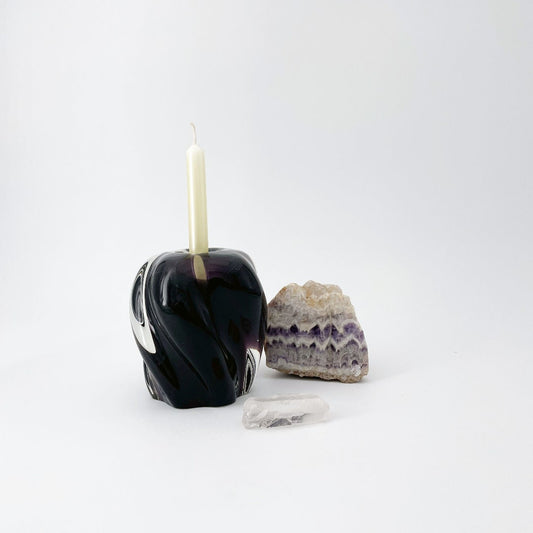 Purple Glass Candle Holder, Germany, 1970s