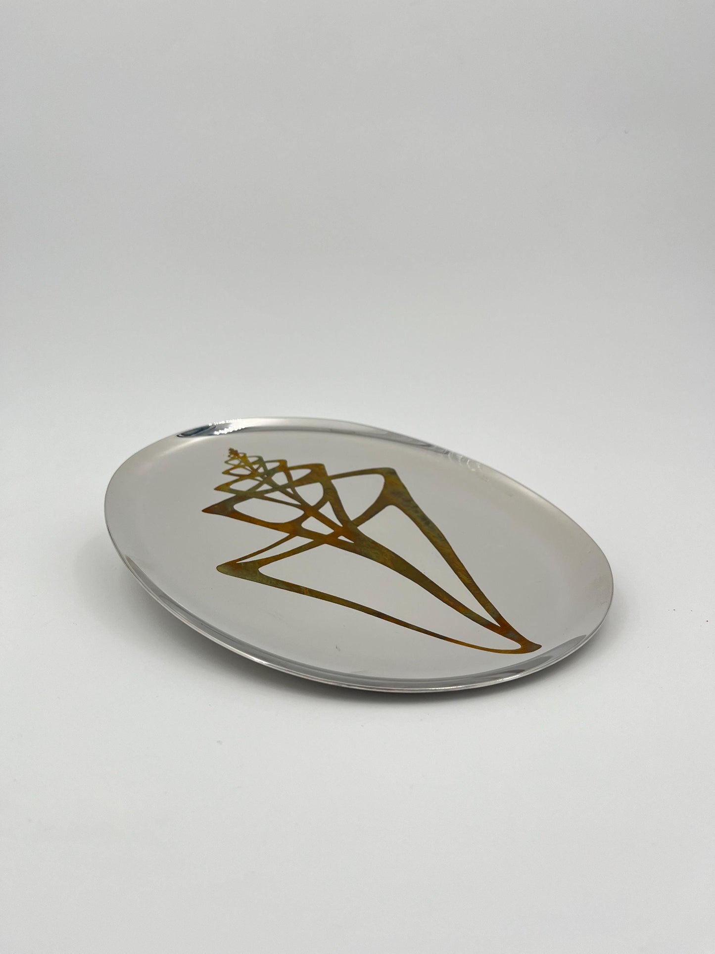 Steel Plate with Bronze Shell Design, Sambonet, Italy, 1980a