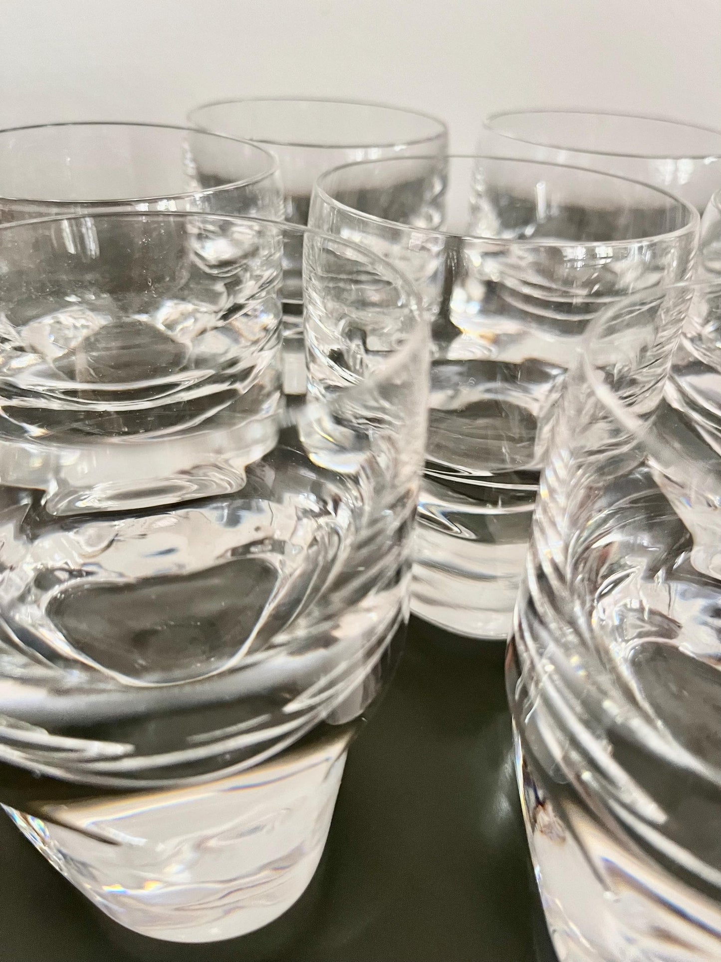 Vintage Pitagora shot glasses by Marco Zanuso for Arnolfo Di Cambio, Italy 1969, Clearline collection shot glasses