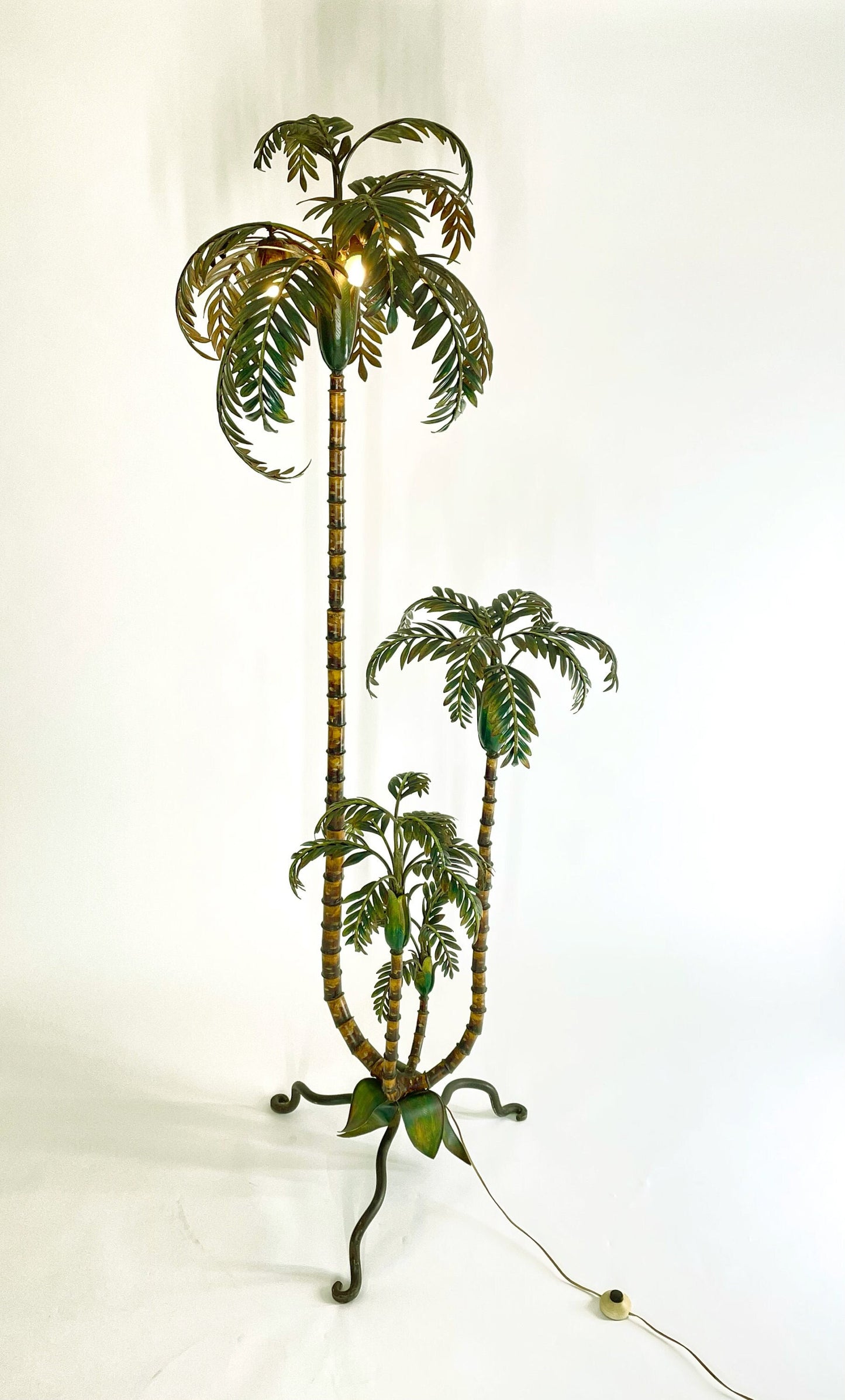 Palm Tree Floor Lamp, Handcrafted Painted Metal, France, 1920s