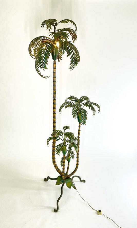 Palm Tree Floor Lamp, Handcrafted Painted Metal, France, 1920s