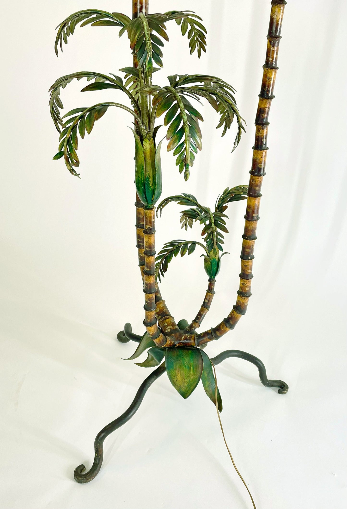 Palm Tree Floor Lamp, Handcrafted Painted Metal, France, 1920s