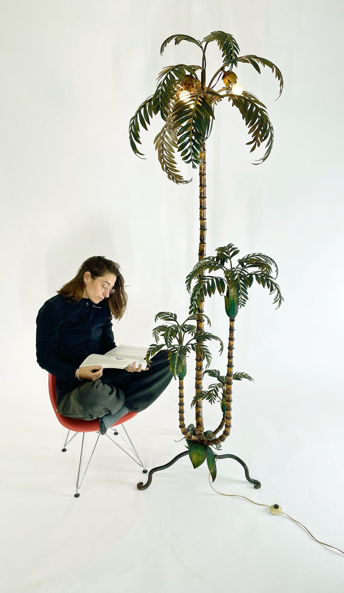 Palm Tree Floor Lamp, Handcrafted Painted Metal, France, 1920s