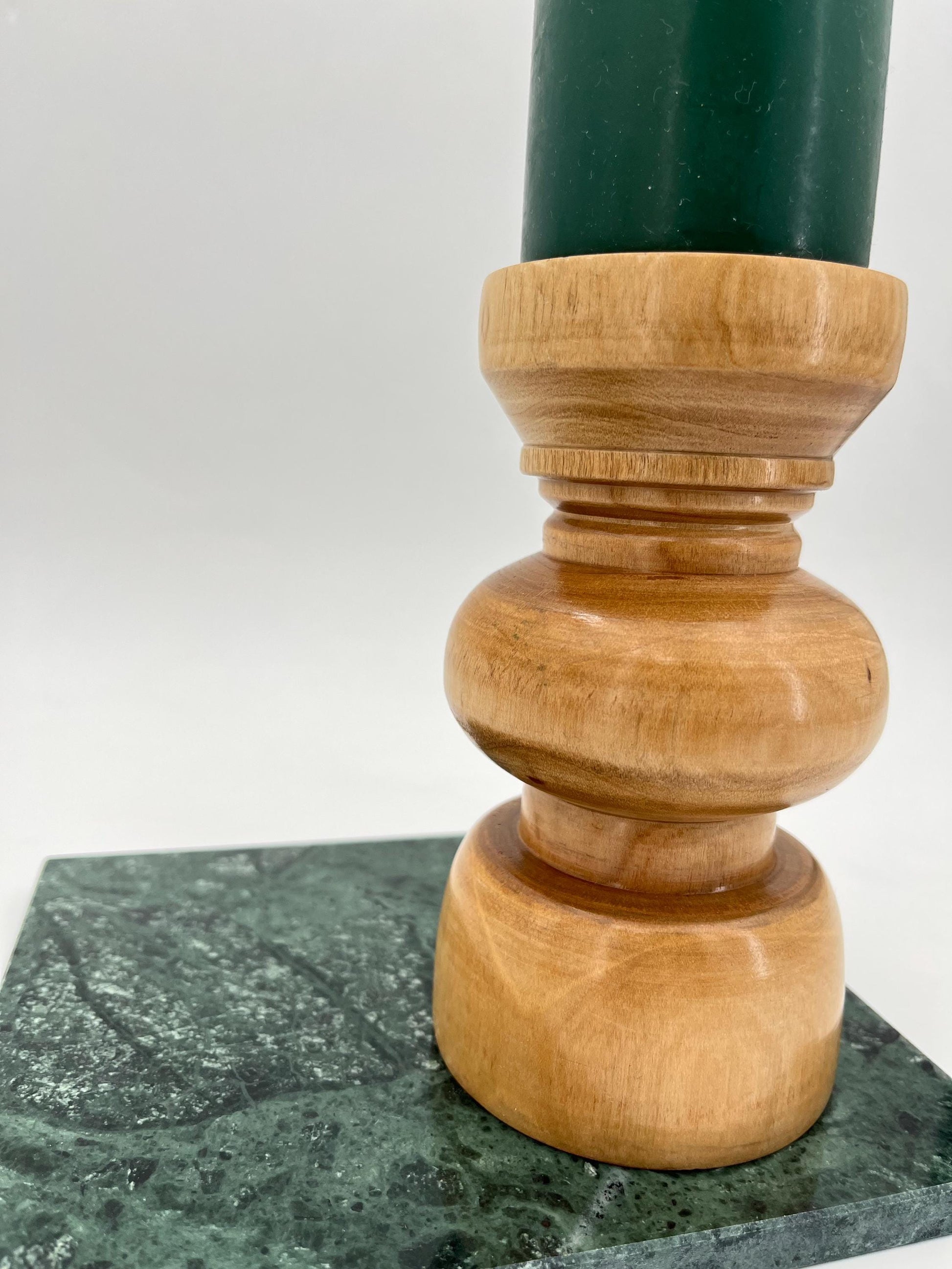 Vintage Scandinavian wood candle holder, 1960s, natural wood candle holder with metal spike