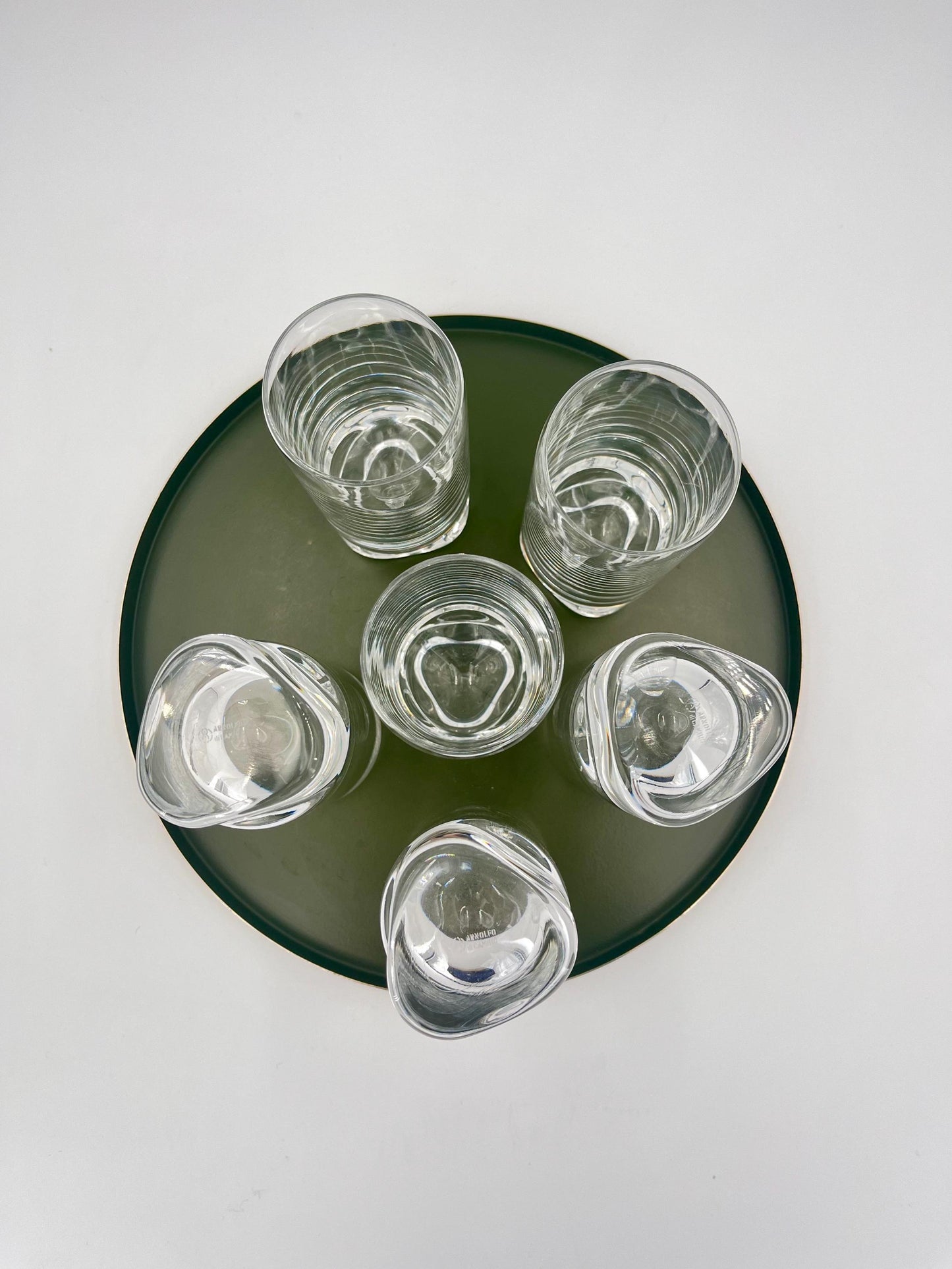 Vintage Pitagora high tumblers by Marco Zanuso for Arnolfo Di Cambio, Italy 1969, clear geometric tumbler set