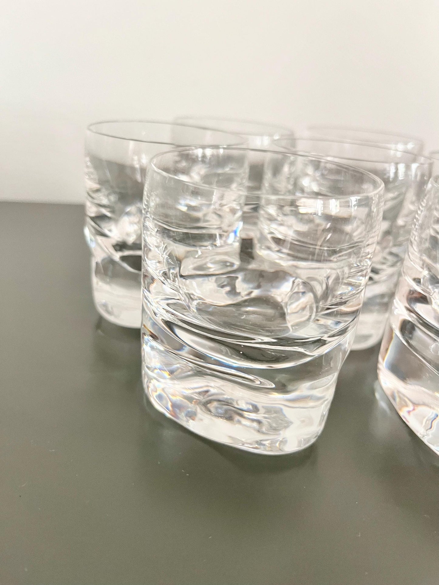Vintage Pitagora shot glasses by Marco Zanuso for Arnolfo Di Cambio, Italy 1969, Italian design shot glasses with triangular foot