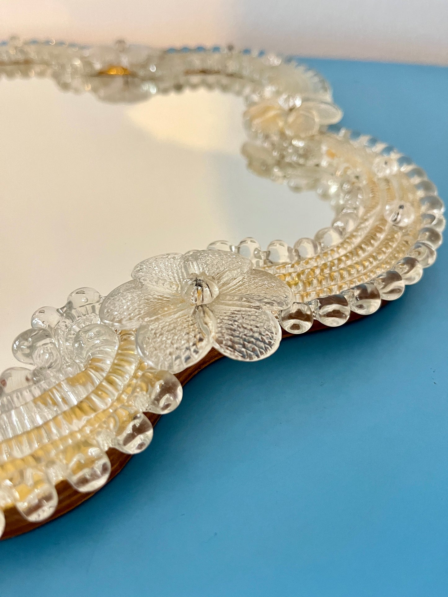 Murano Glass Floral Wall Mirror, Italy, 1970s