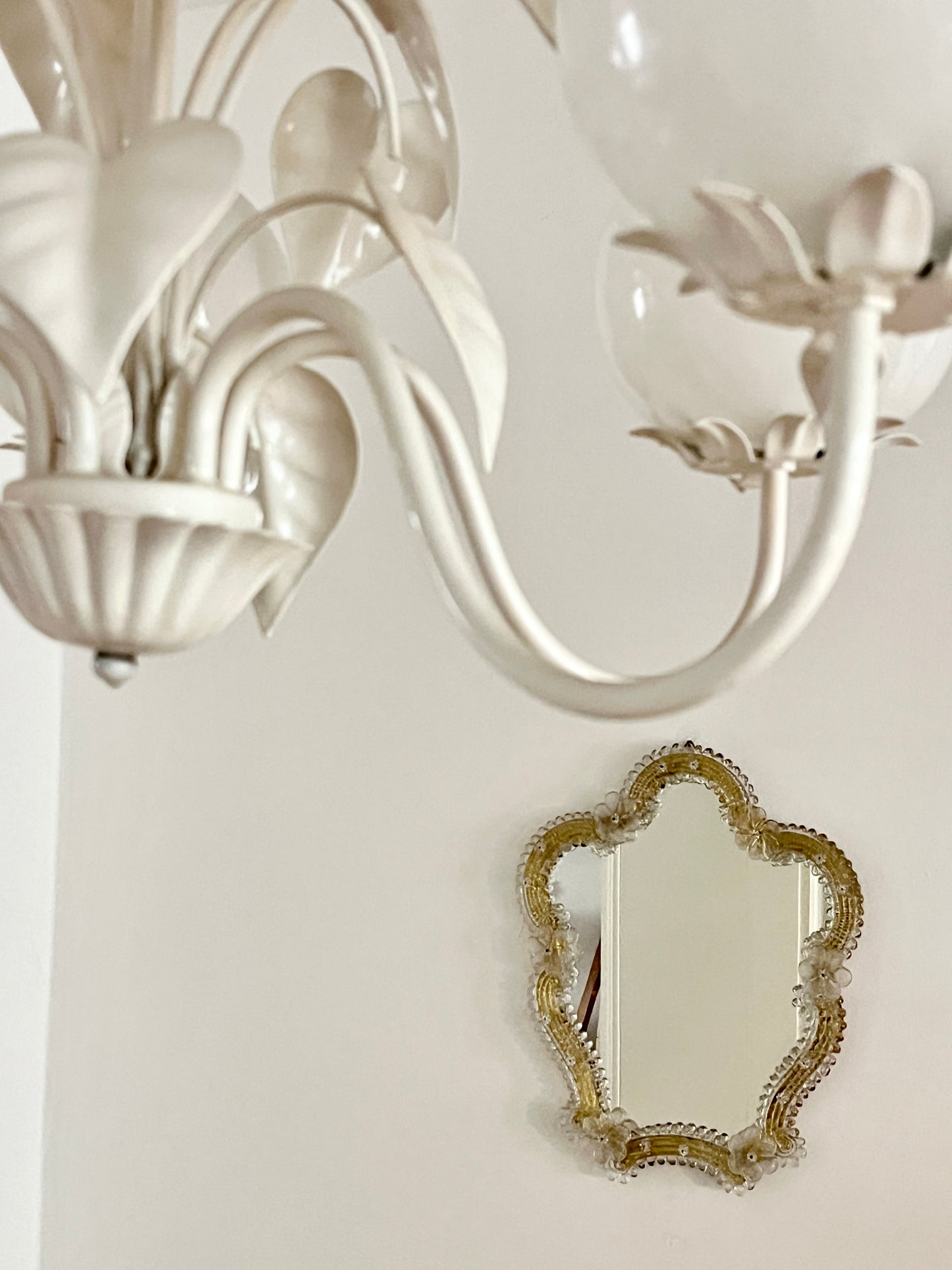 Murano Glass Floral Wall Mirror, Italy, 1970s