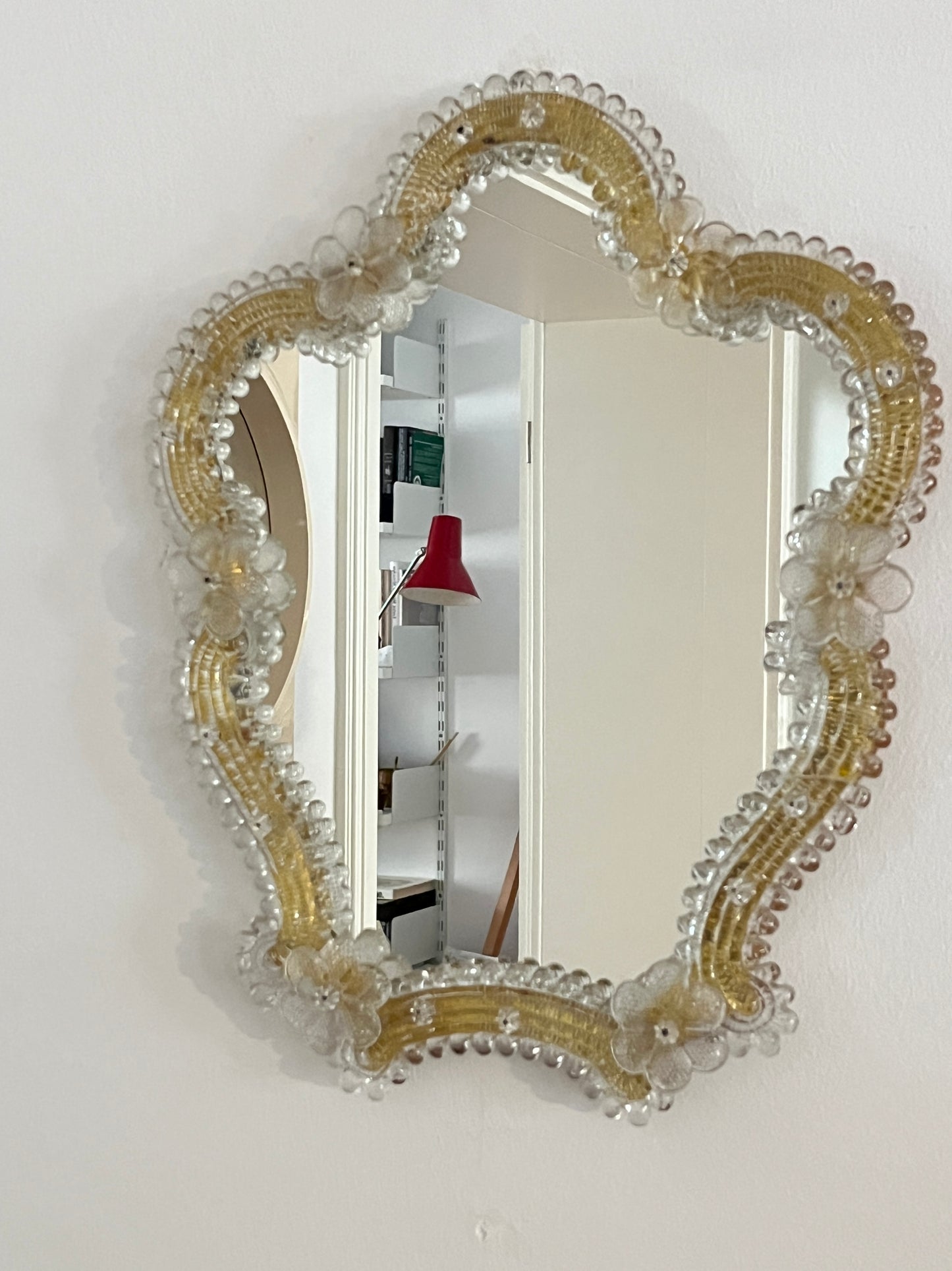 Murano Glass Floral Wall Mirror, Italy, 1970s