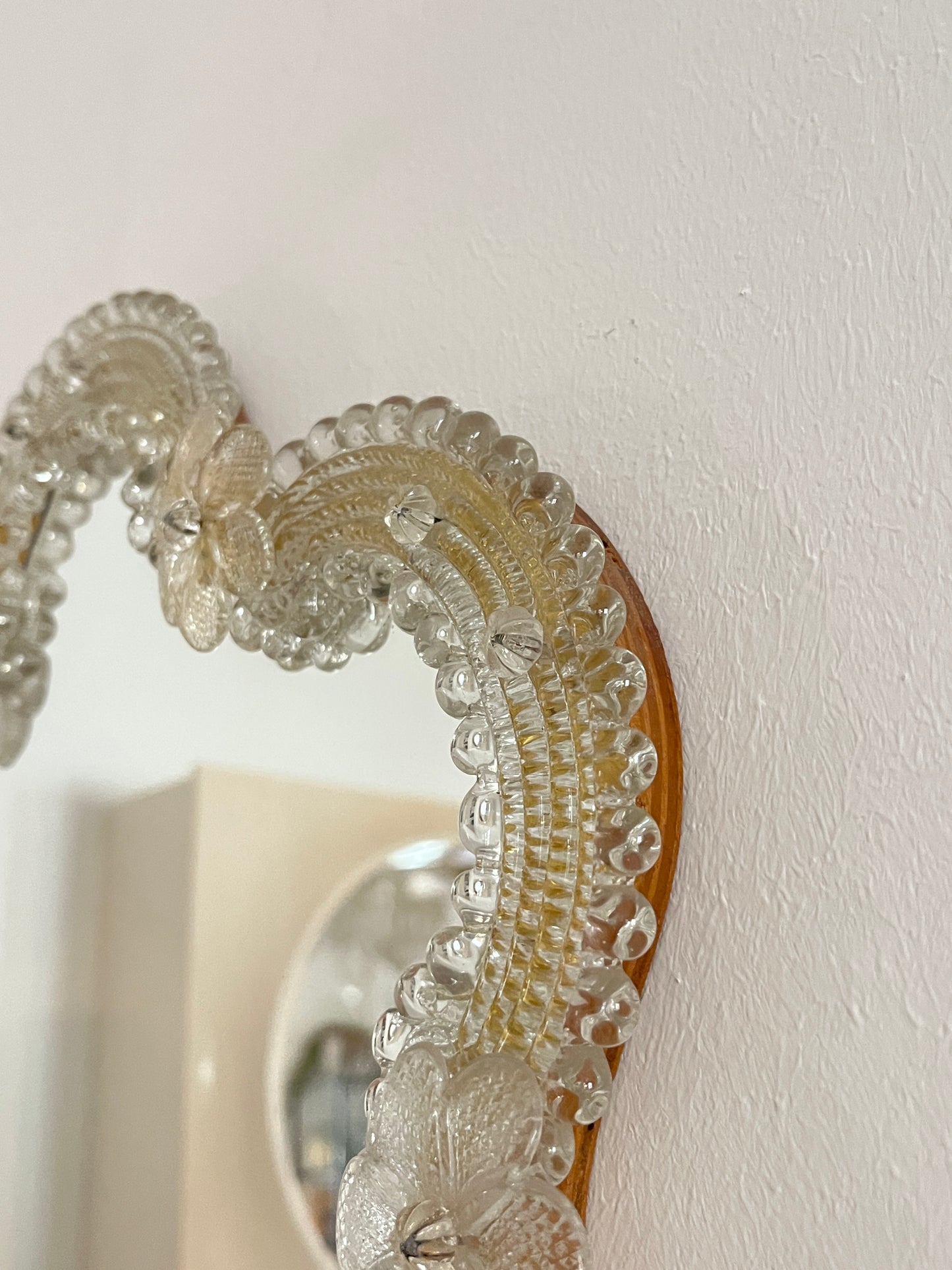 Murano Glass Floral Wall Mirror, Italy, 1970s