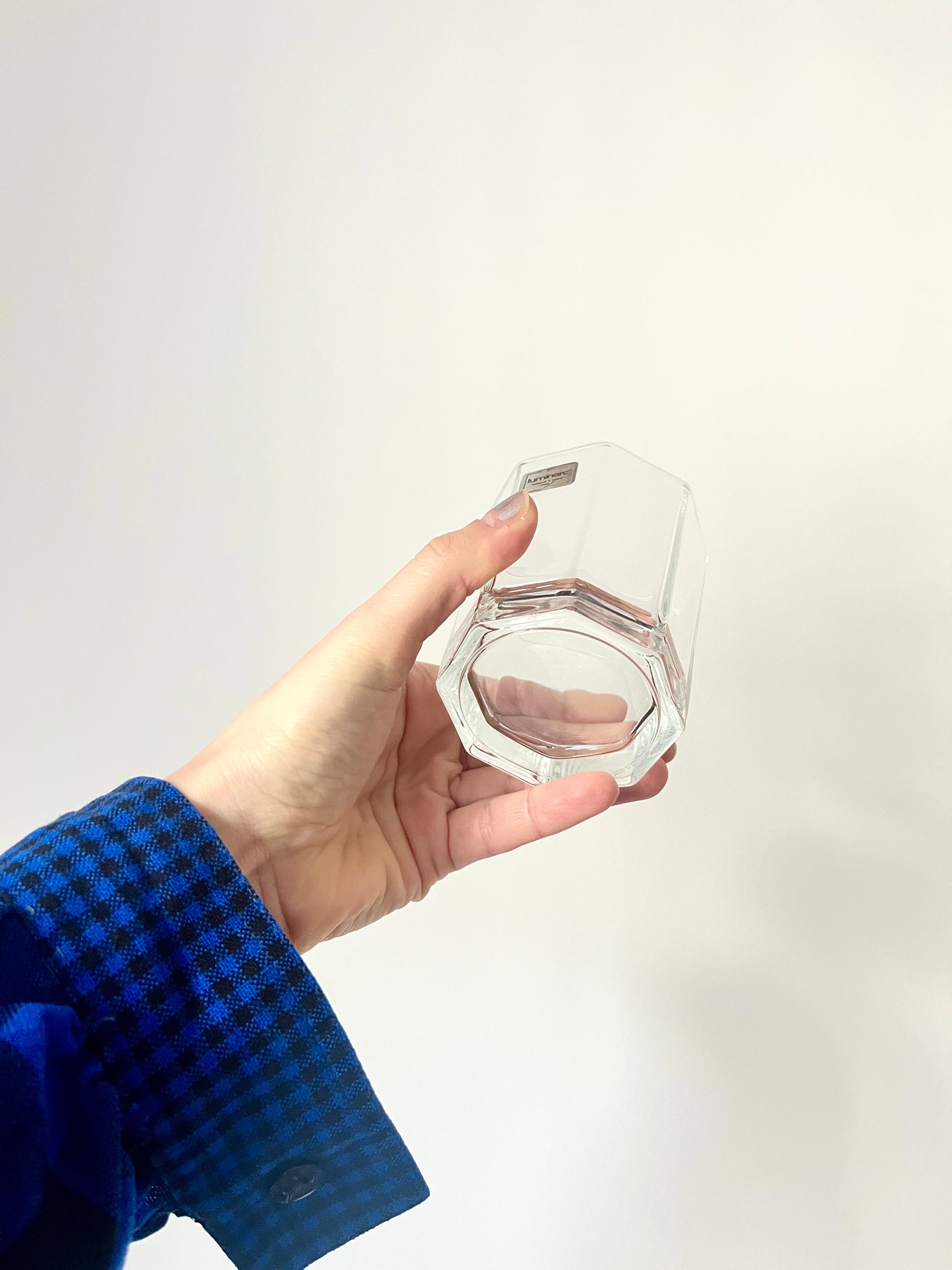 Vintage 6 x Hexagonal Clear Water Glasses, by Luminarc France, 1980s