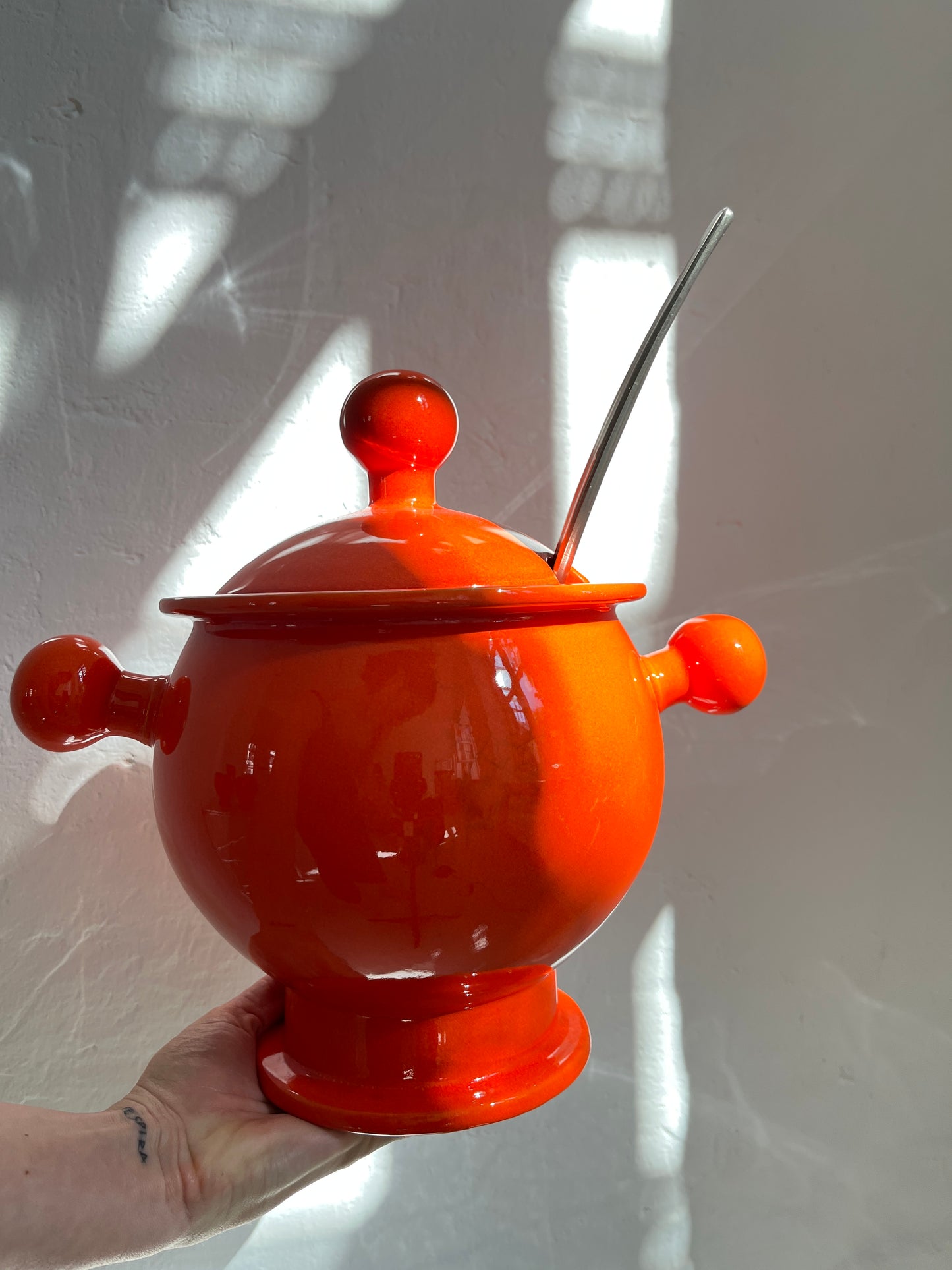 Orange Ceramic Punch Bowl Set, Germany, 1970s