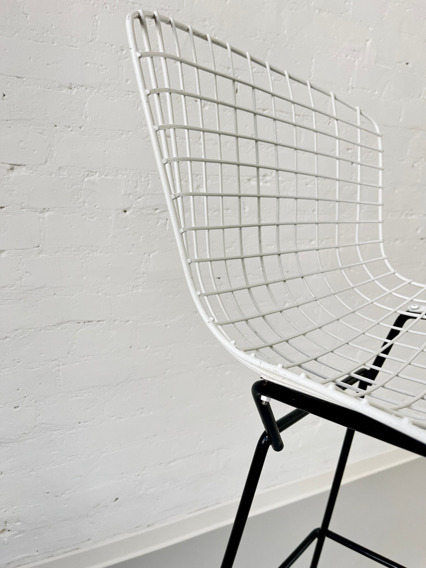 Vintage Bertoia Bar Stool by Knoll International, White Wire, 1970s