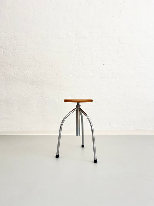 Vintage Industrial Workshop Stool, Adjustable Tripod, 1960s–70s