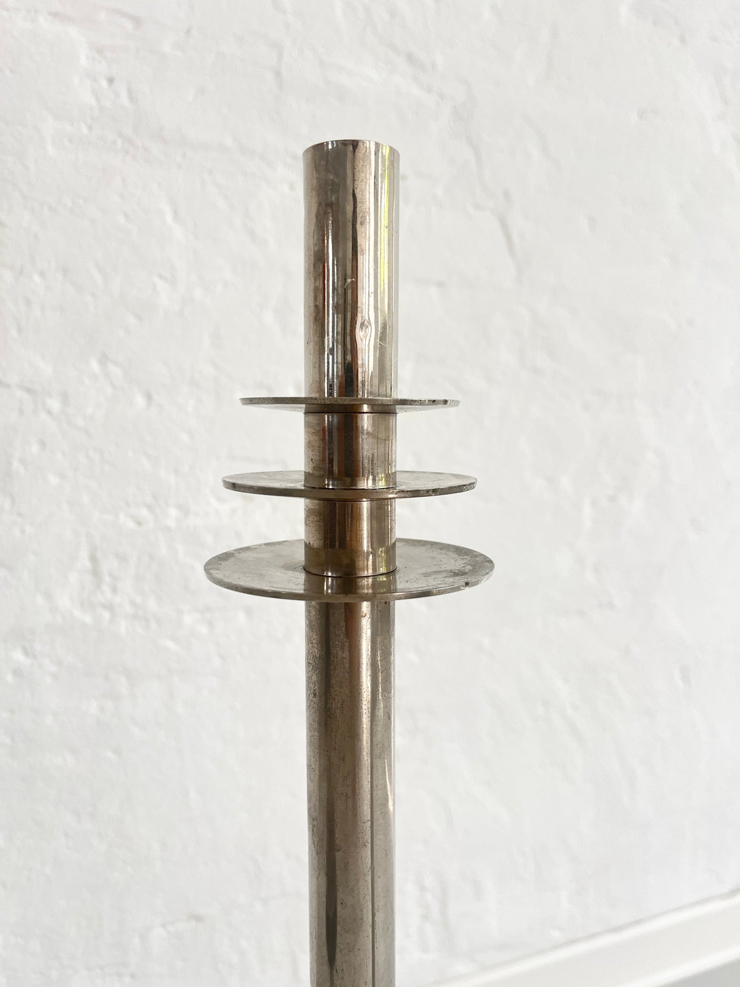 Set aus 3 verchromten Art-Déco-Kerzenleuchtern, modernistisch, 20. Jh.