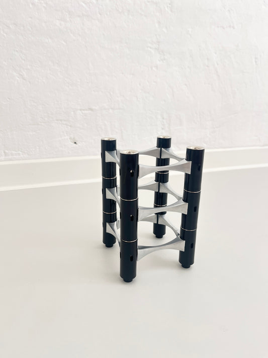 BMF Modular Candle Holder, Black & Silver, with Original Box, Germany, 1960s