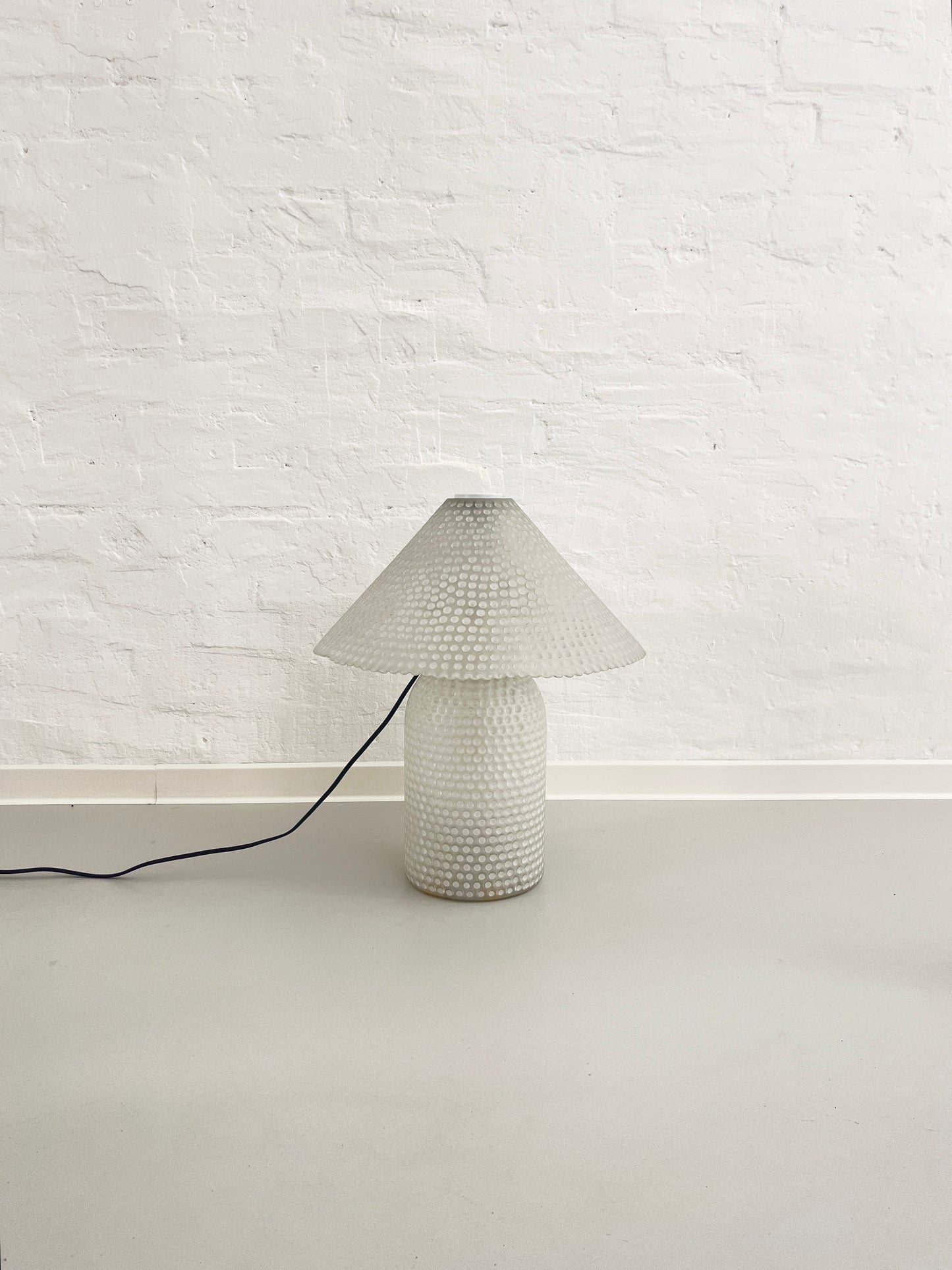 Peill & Putzler White Glass Table Lamp, Germany, 1970s