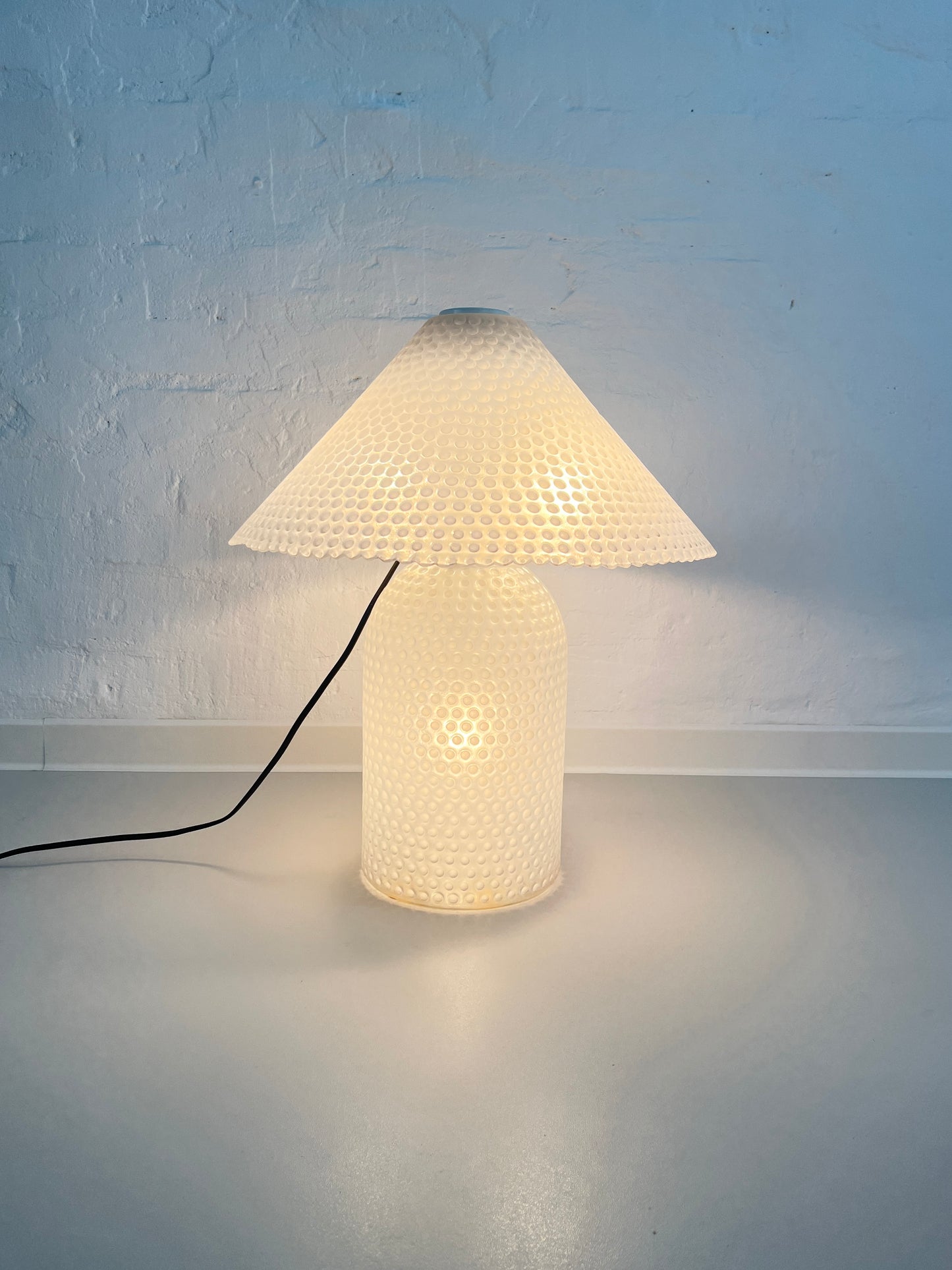 Peill & Putzler White Glass Table Lamp, Germany, 1970s