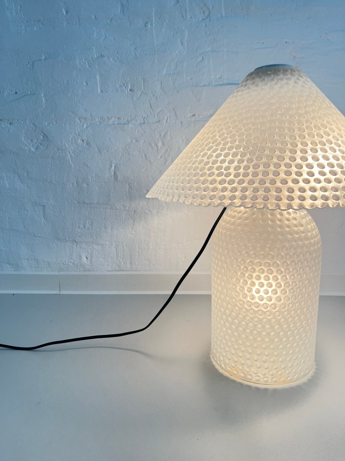 Peill & Putzler White Glass Table Lamp, Germany, 1970s