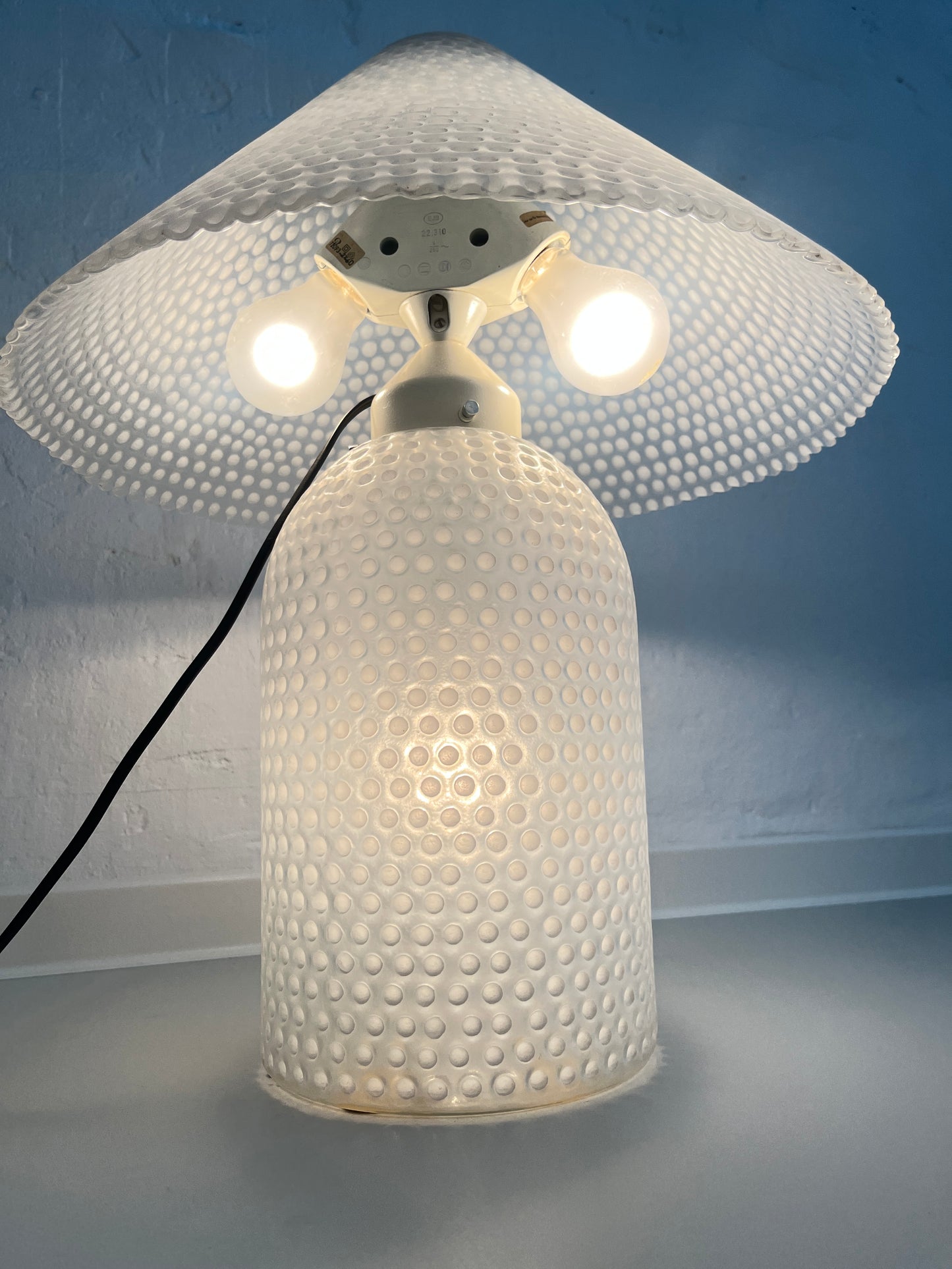 Peill & Putzler White Glass Table Lamp, Germany, 1970s