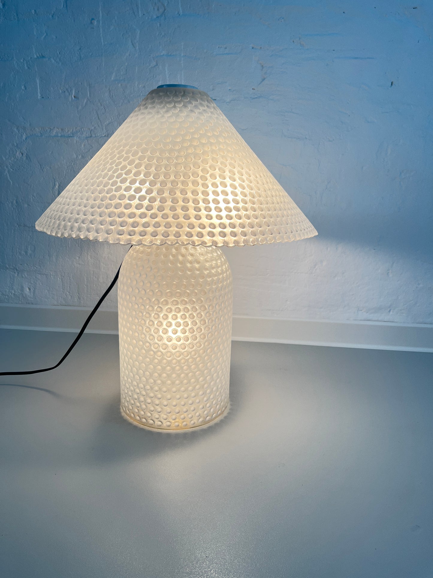 Peill & Putzler White Glass Table Lamp, Germany, 1970s