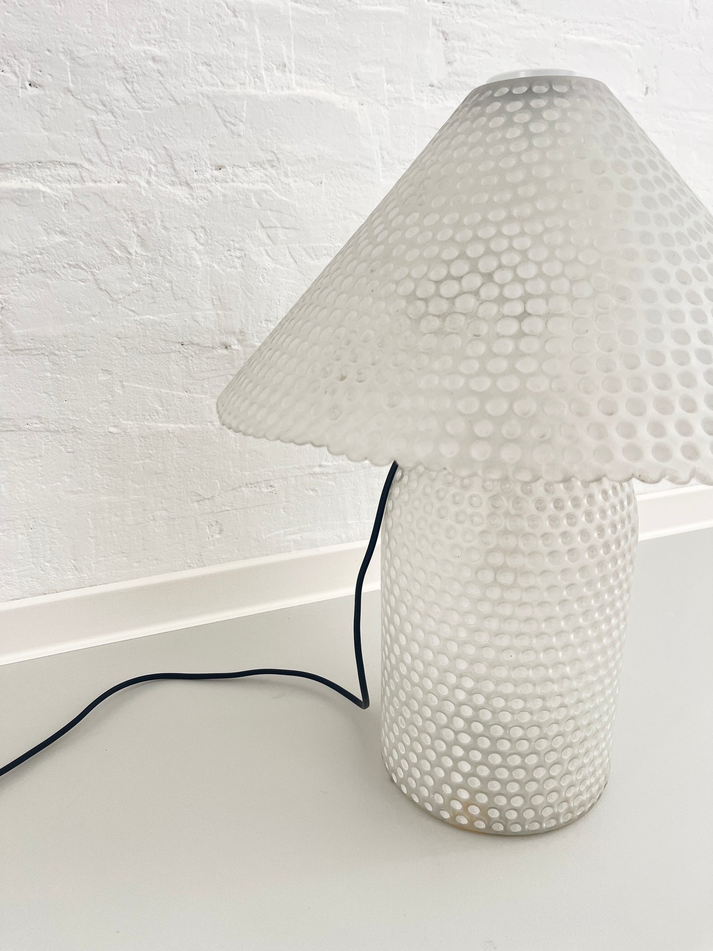 Peill & Putzler White Glass Table Lamp, Germany, 1970s