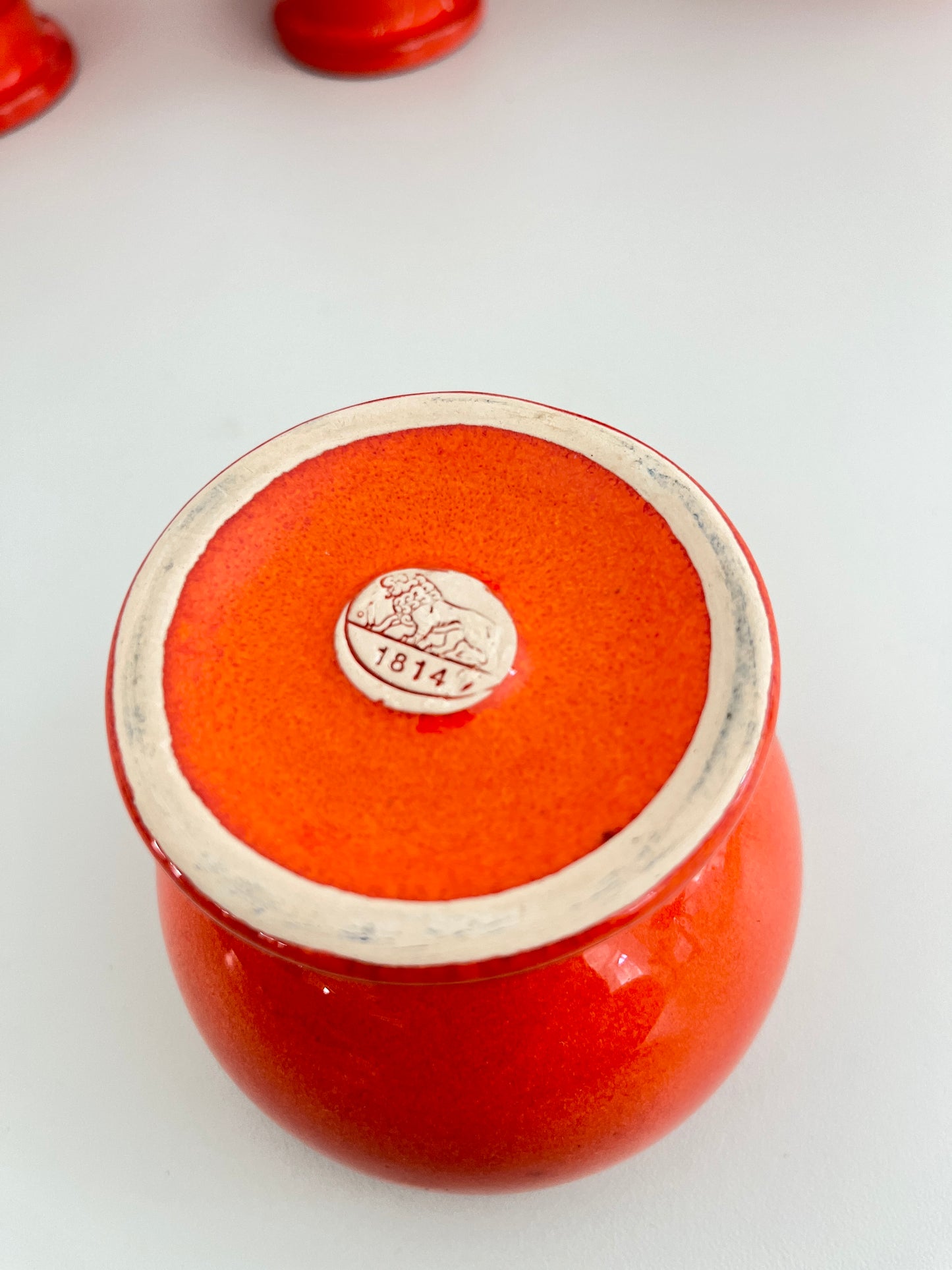 Orange Ceramic Punch Bowl Set, Germany, 1970s