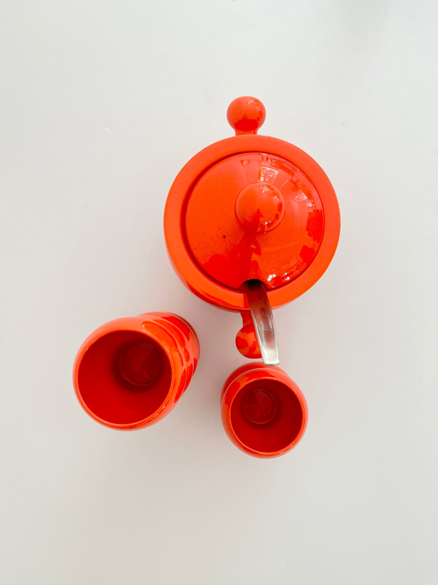 Orange Ceramic Punch Bowl Set, Germany, 1970s