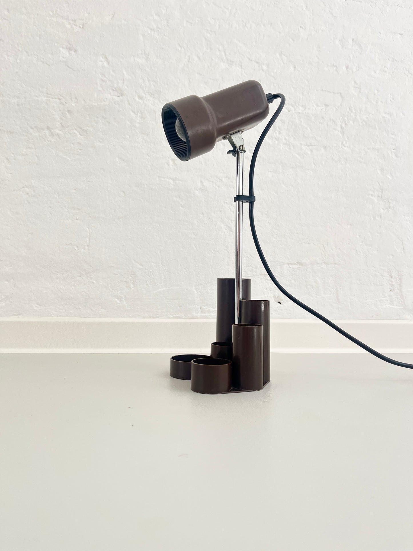 Space Age Desk Lamp with Integrated Organizer, Brown, 1970s